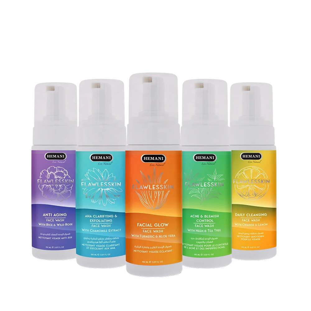 Natural Herbal Extract HEMANI Flawlesskin Foaming FaceWash 150ml AHA Clarifying Exfoliating Anti-Aging Glow Acne Blemish Control