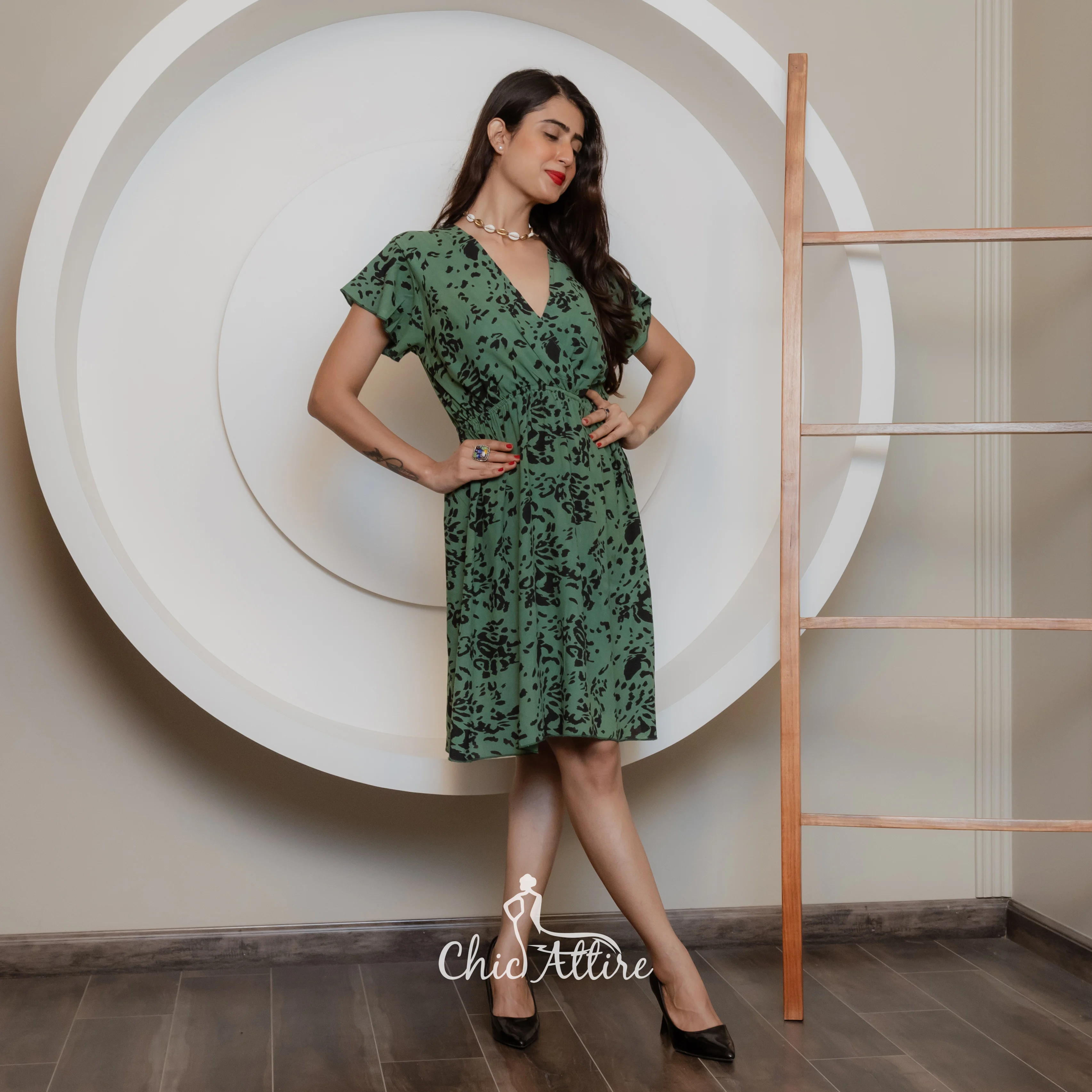 Geometric Print Short A Line Bohemian Women Everyday Summer Dress Collared Loose Mini Knee Length Elegant Dress