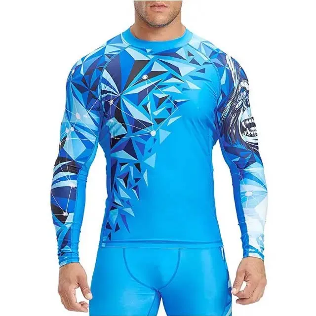 High Quality Wholesale Plain Jiu Jitsu Fitness Swim Shirts Printed Long Sleeve MMA For Men Bjj Rashguard Rash Guard