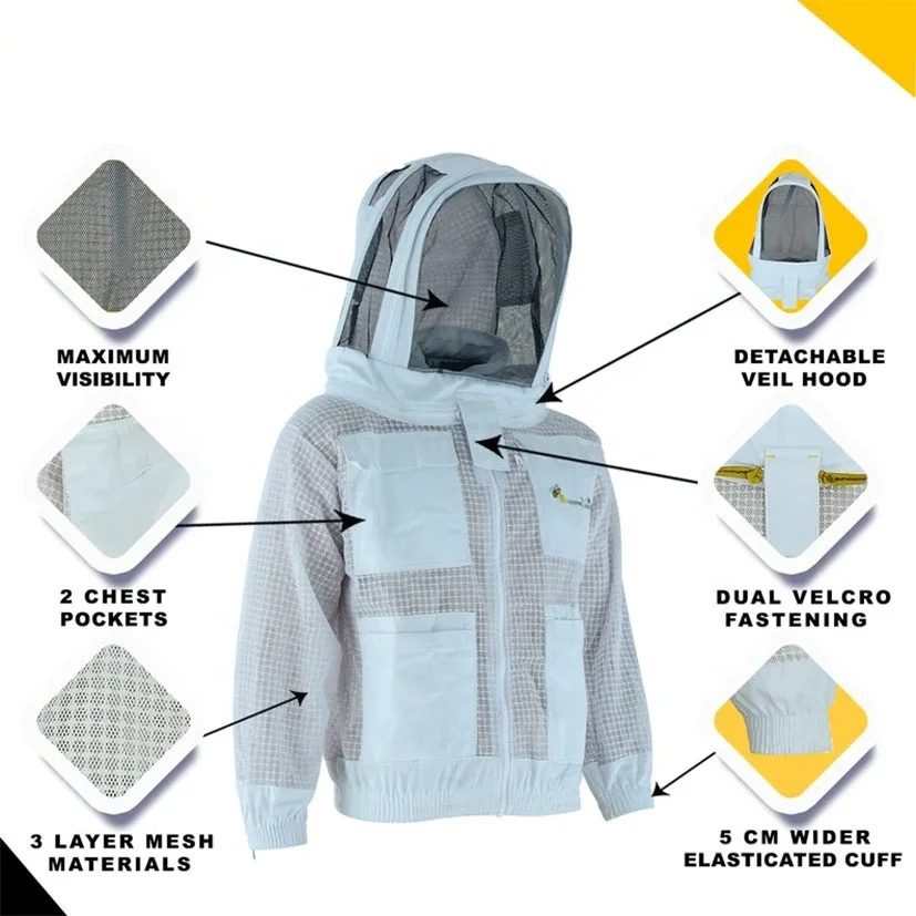 High Quality Ventilated Beekeeping Jacket Casual Custom Comfortable Honey Bee Jacket  Fencing Veil  Beekeeping Jacket