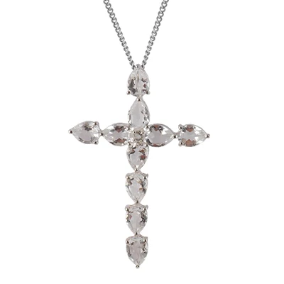 top quality cross pendant gemstone 925 sterling silver sky blue topaz gemstone cross pendant