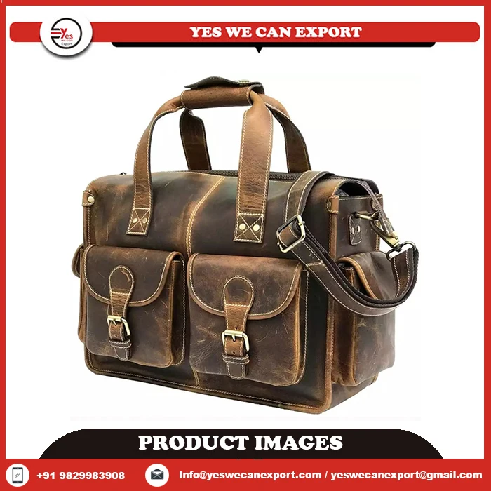 2024 Best Selling Products Indian Vintage Handmade Genuine Buffalo Leather Laptop Bag Messenger Bag For Sale