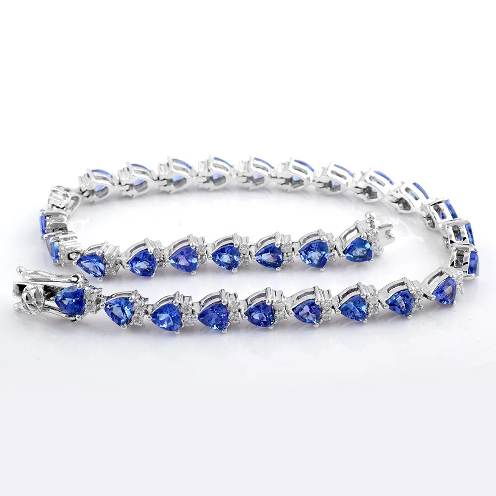 Bumper Sale Super Sale Fast Moving Factory Price Charming 925 Sterling Silver Genuine Tanzanite Bracelets for Party Ladies