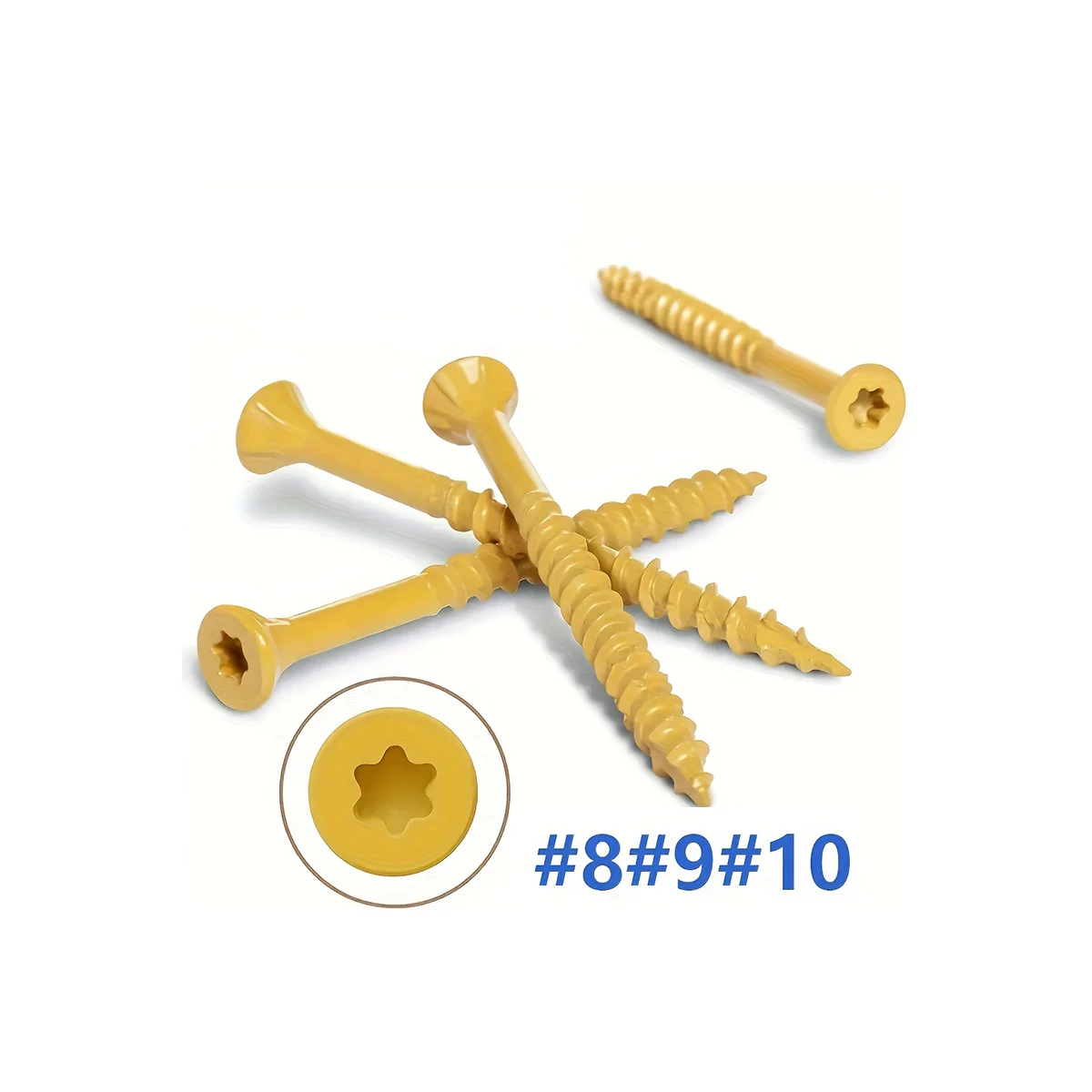 200pcs High Quality Bronze Lu Rust Resistant Exterior Deck Screws With T25 Star Drive #8 #9 #10 Torx Head Wood Screws