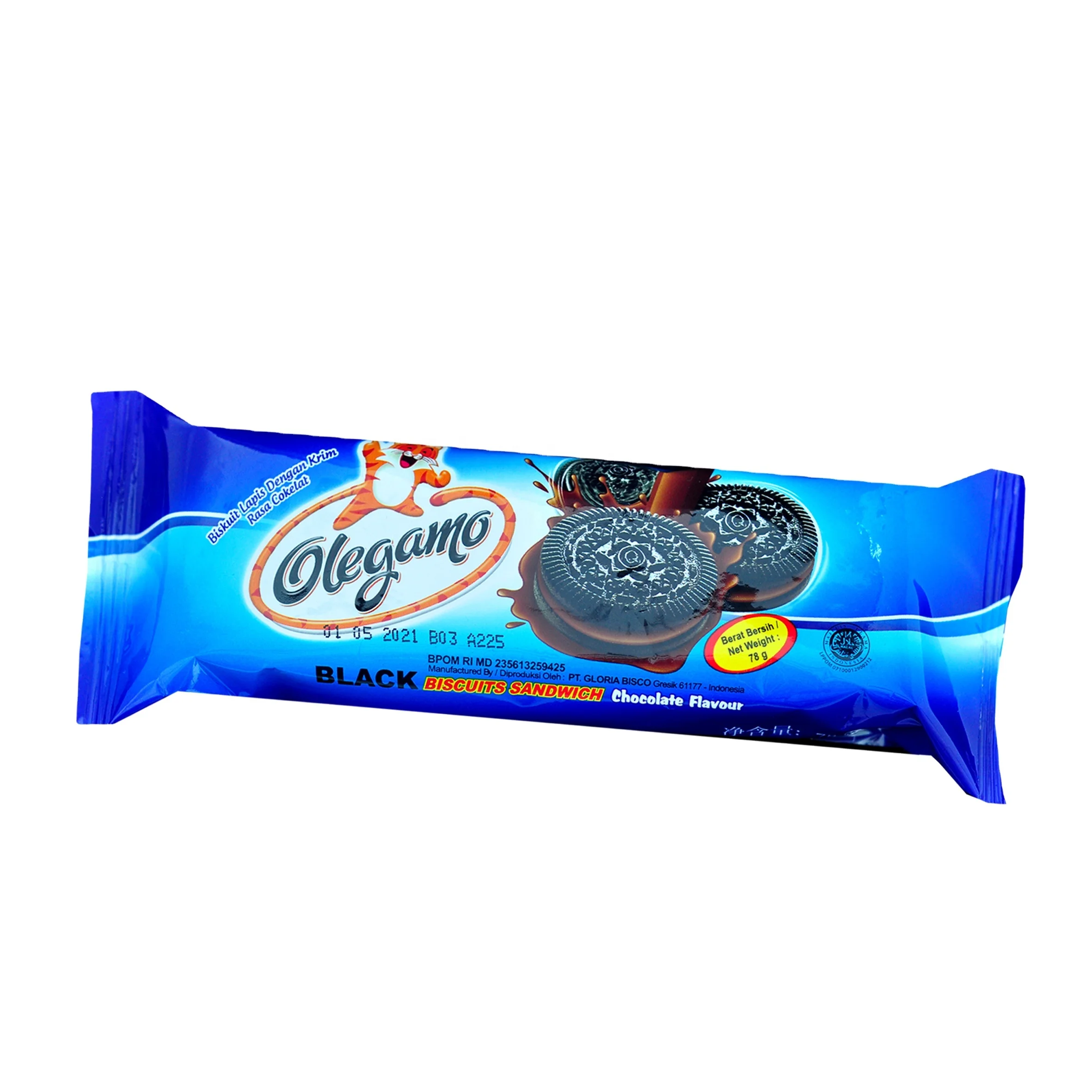 Top Sell Olegamo Biscuits Sandwich 78gr Chocolate Black Biscuit Creme Sandwichs Snack Wholesale Biscuits