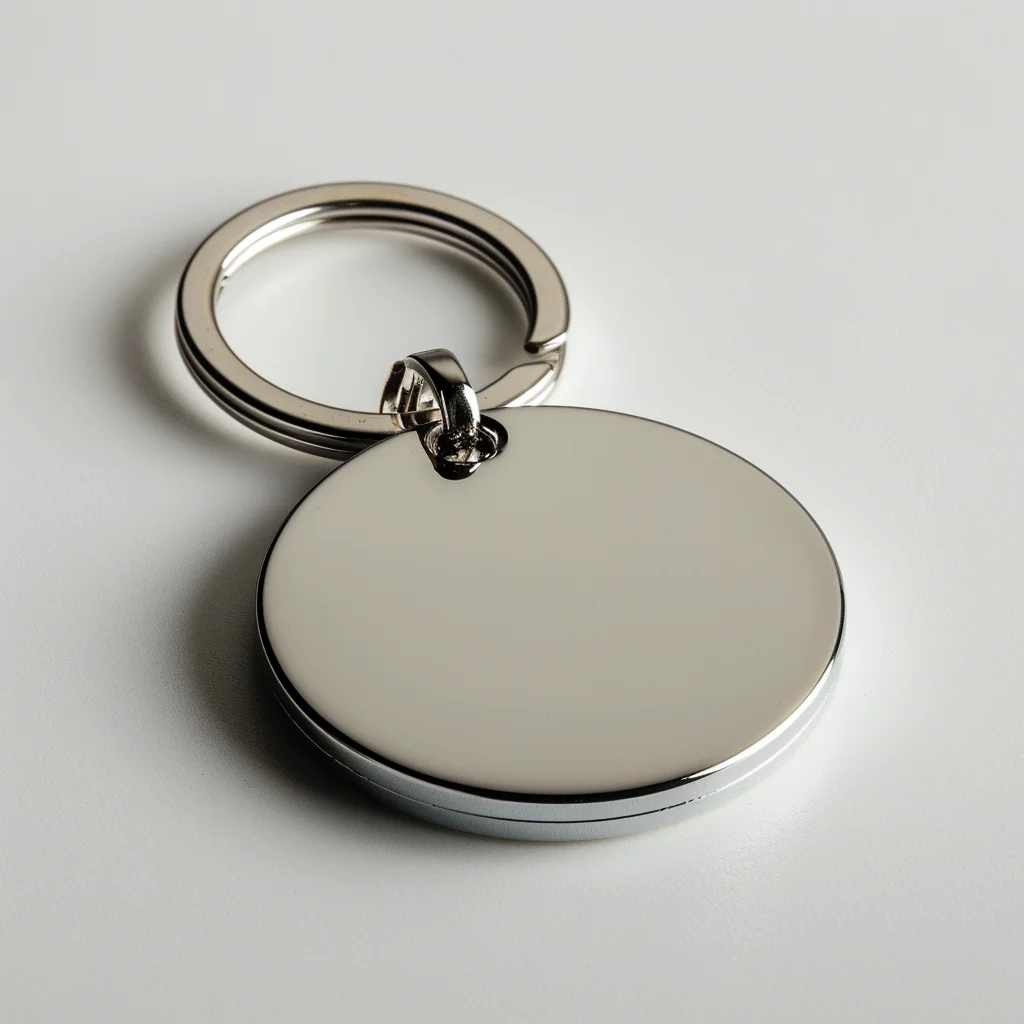 wholesale custom logo engraved blank promotional silver metal keychain round