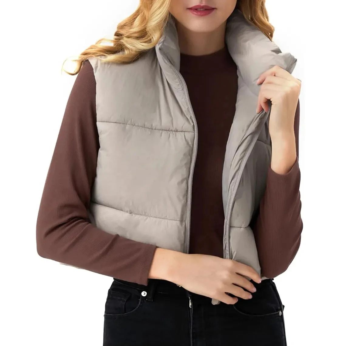 Breathable Cotton Women Vest Winter Warm outdoor wear fashion vest for women jackets stand collar warm puffer sleeveless jacket