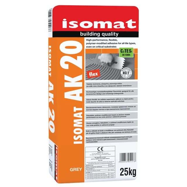 Высокопроизводительный гибкий полимерно-модифицированный на основе цемента клей для плитки. | AK-20 ISOMAT