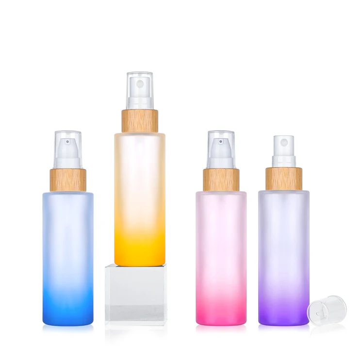 Custom 20ml 30ml 40ml 50ml 60ml 80ml 100ml empty cosmetic bamboo lid glass serum lotion pump fine mist spray bottle