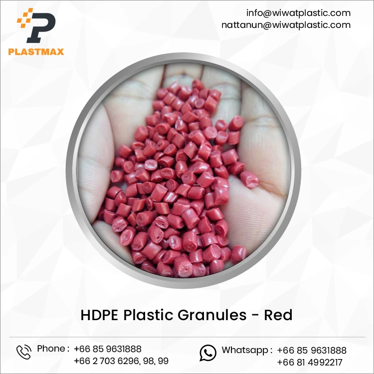Thailand Manufacturer of Blow Molding Grade Virgin HDPE Red Plastic Granules for Container Application