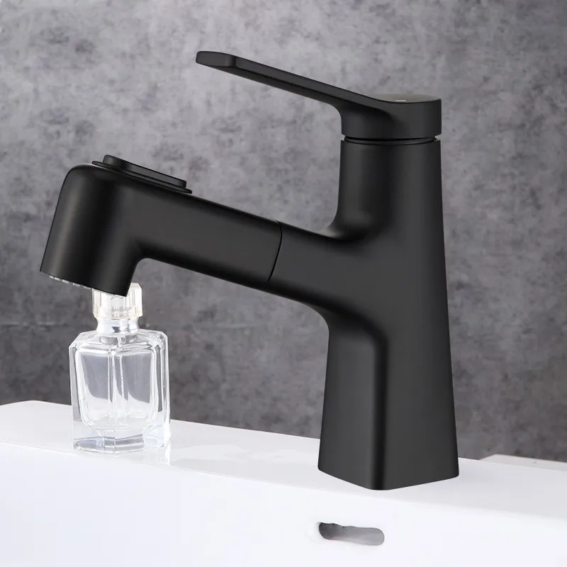Hotel Hot and Cold Pull-Out Basin Faucet: Zinc Alloy Body, Bathroom and Household Deck-Mounted Tap Manufacturer