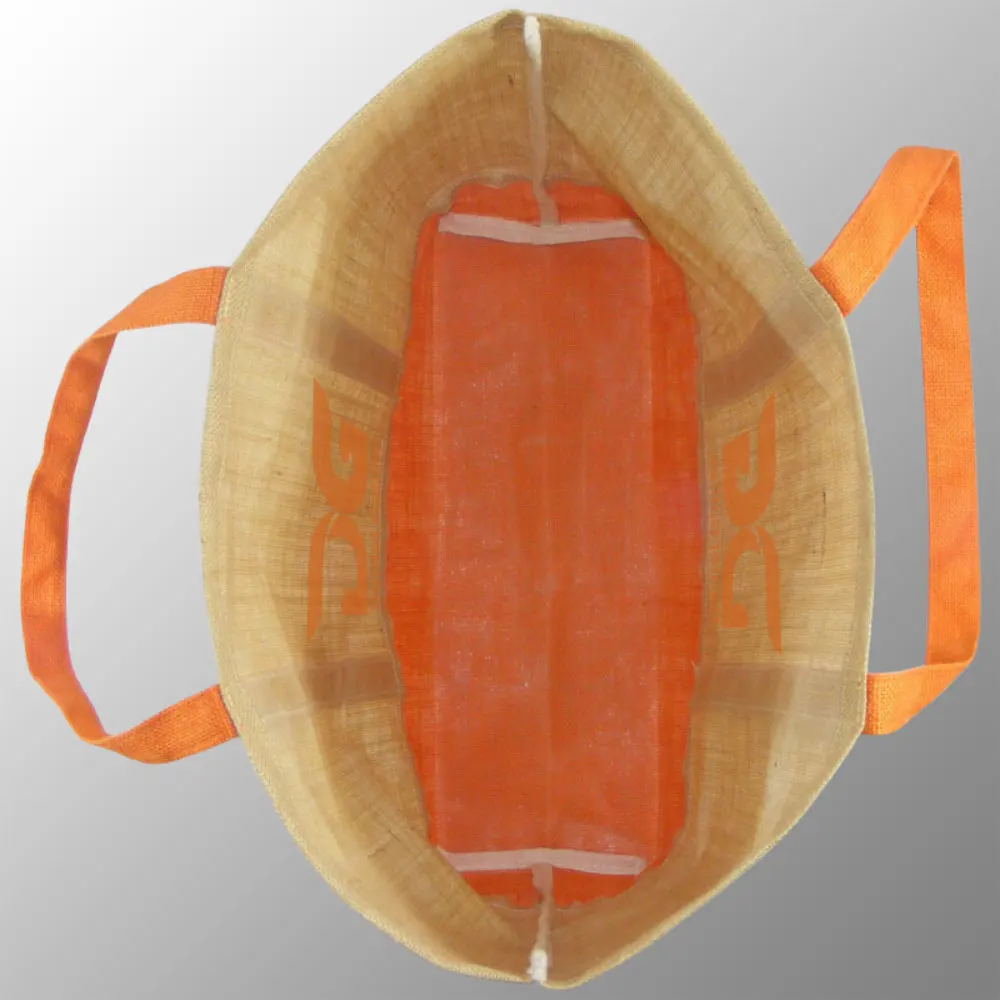 Ecofriendly Jute Beach Bag Jute Handles laminated Custom Print jute beach promotion bags shopping everyday bags