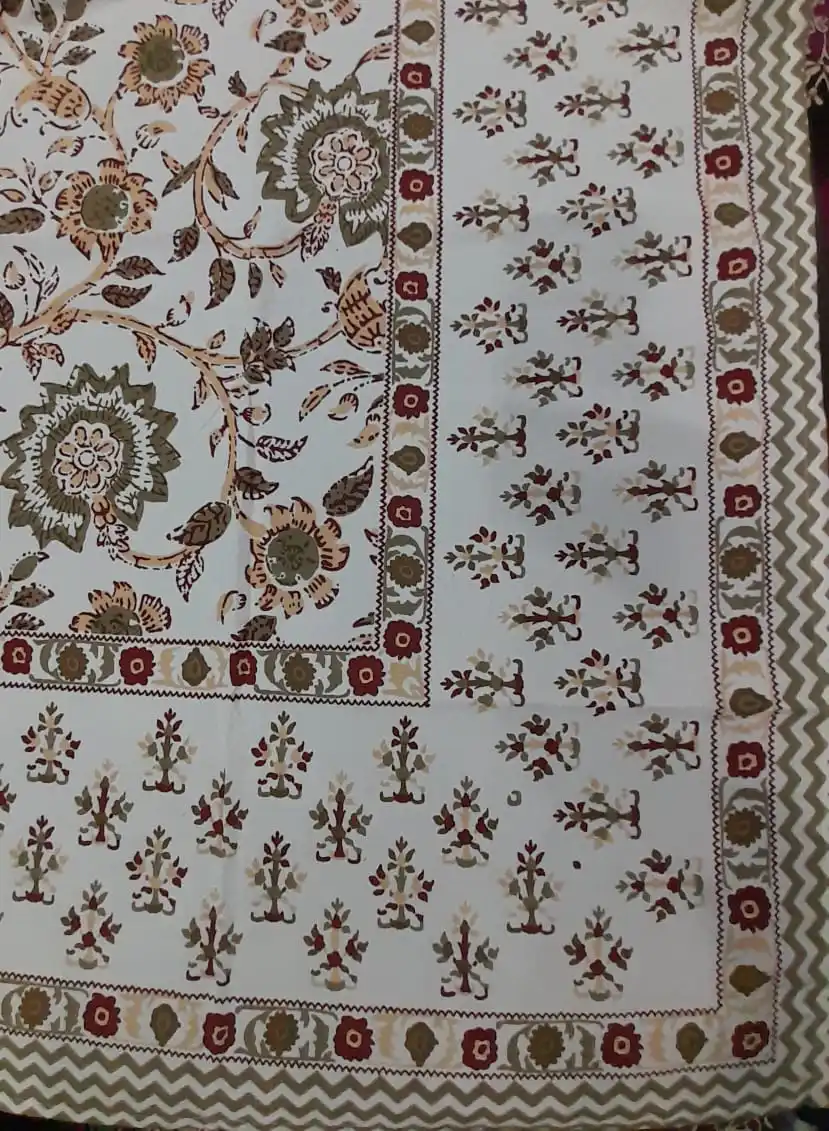 Indian Block Print Cotton Tablecloth, Floral Table Cloth for Dinning Table beautiful printed Dinner Table Decor Factory Price