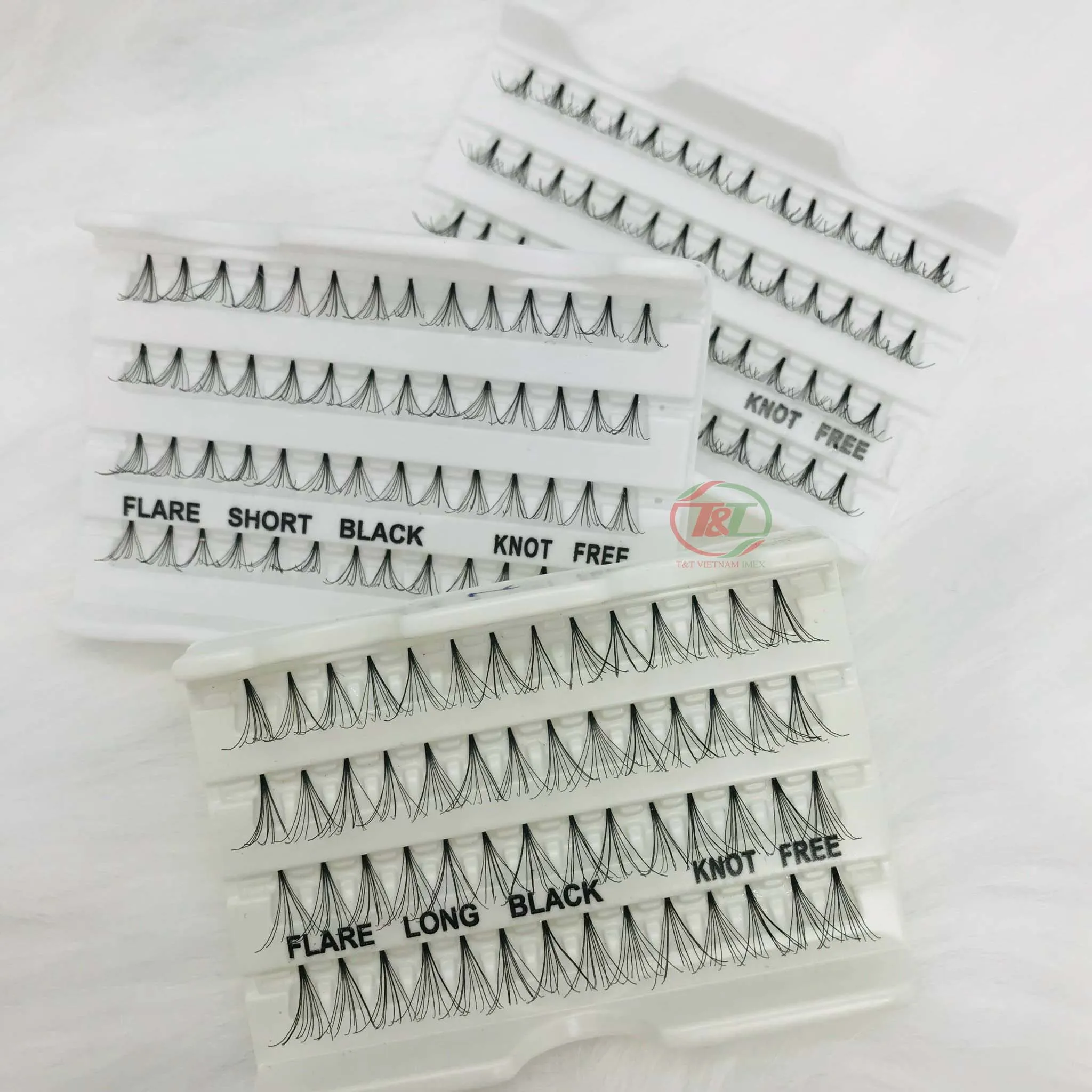 Vietnam wholesale premium quality flare eyelash knot free 56 clusters eyelash extension supplies professional