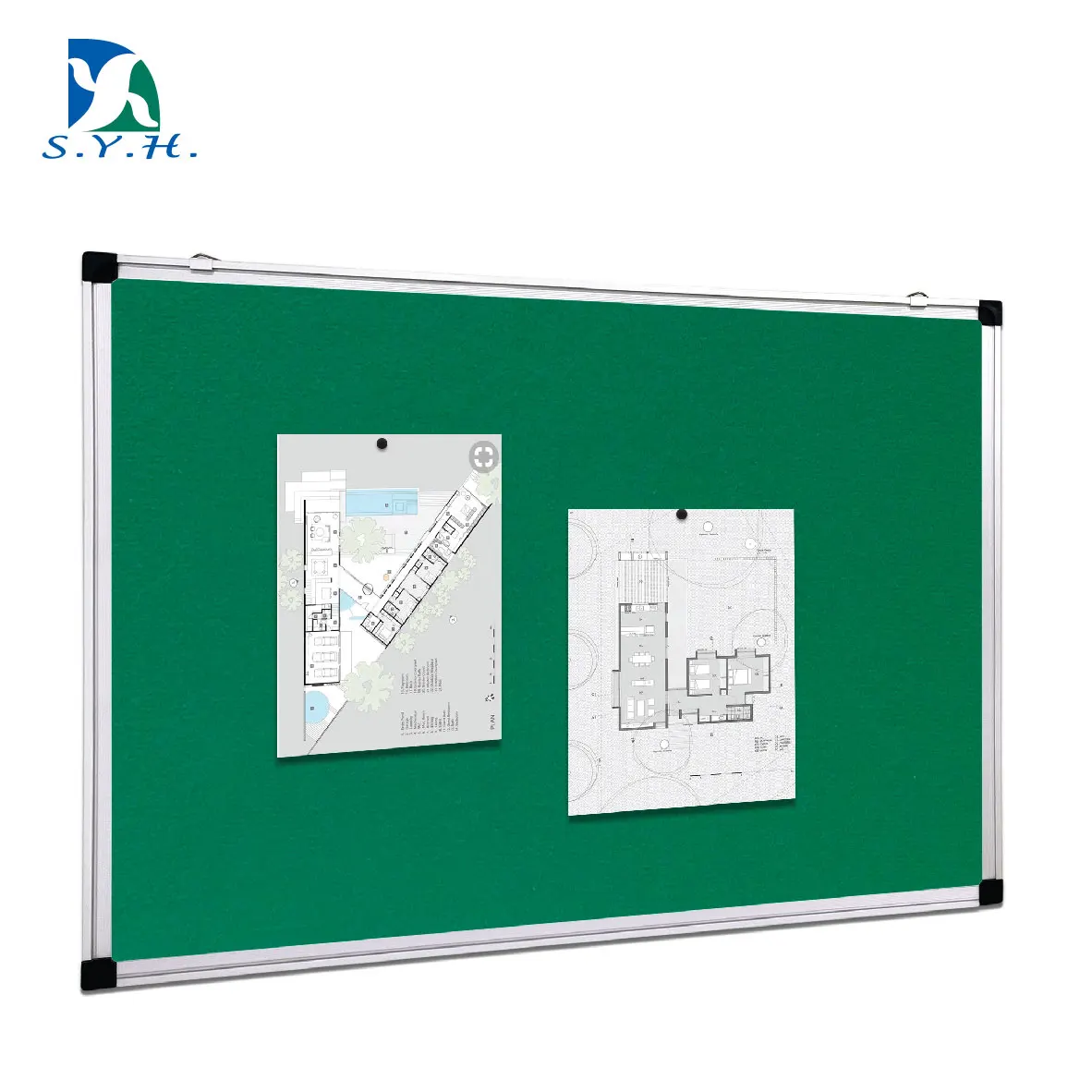 Доска для объявлений из зеленой бархатной ткани