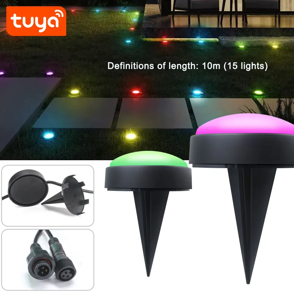 New Trending IP67 Waterproof 10m Tuya Smart Outdoor WiFi Garden Ground RGB-IC LED Light PST-CP-10M