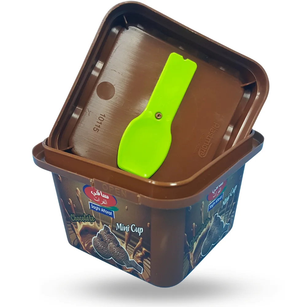 DKK125: 125ml Cup & Spoon Lid Tamper Evident PP IML & PP IML Lid for Food (Ice Cream Chocolate) Packaging