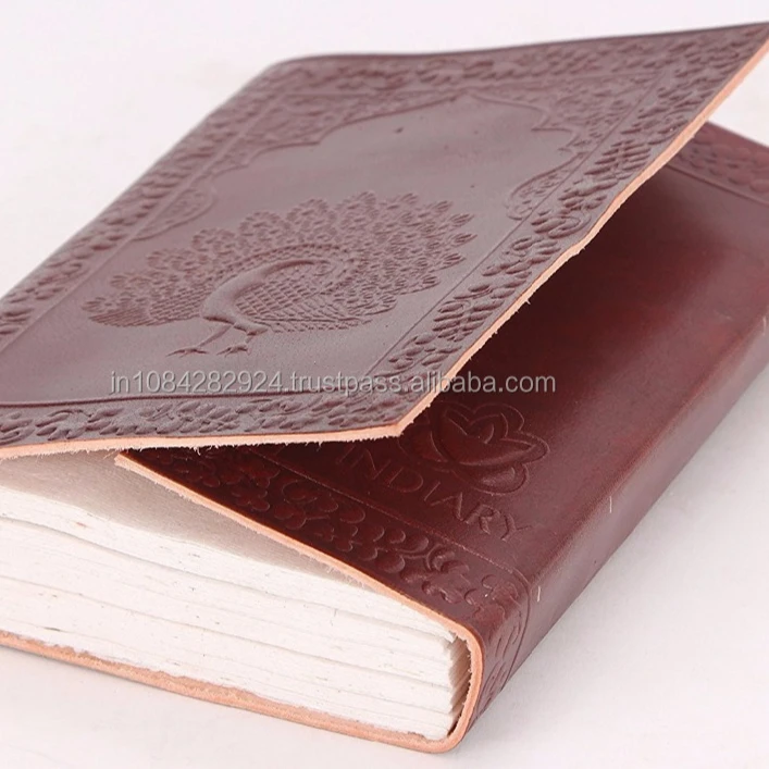 HANDMADE MEDIEVAL BOOKS EMBOSSED PEACOCK LEATHER JOURNAL