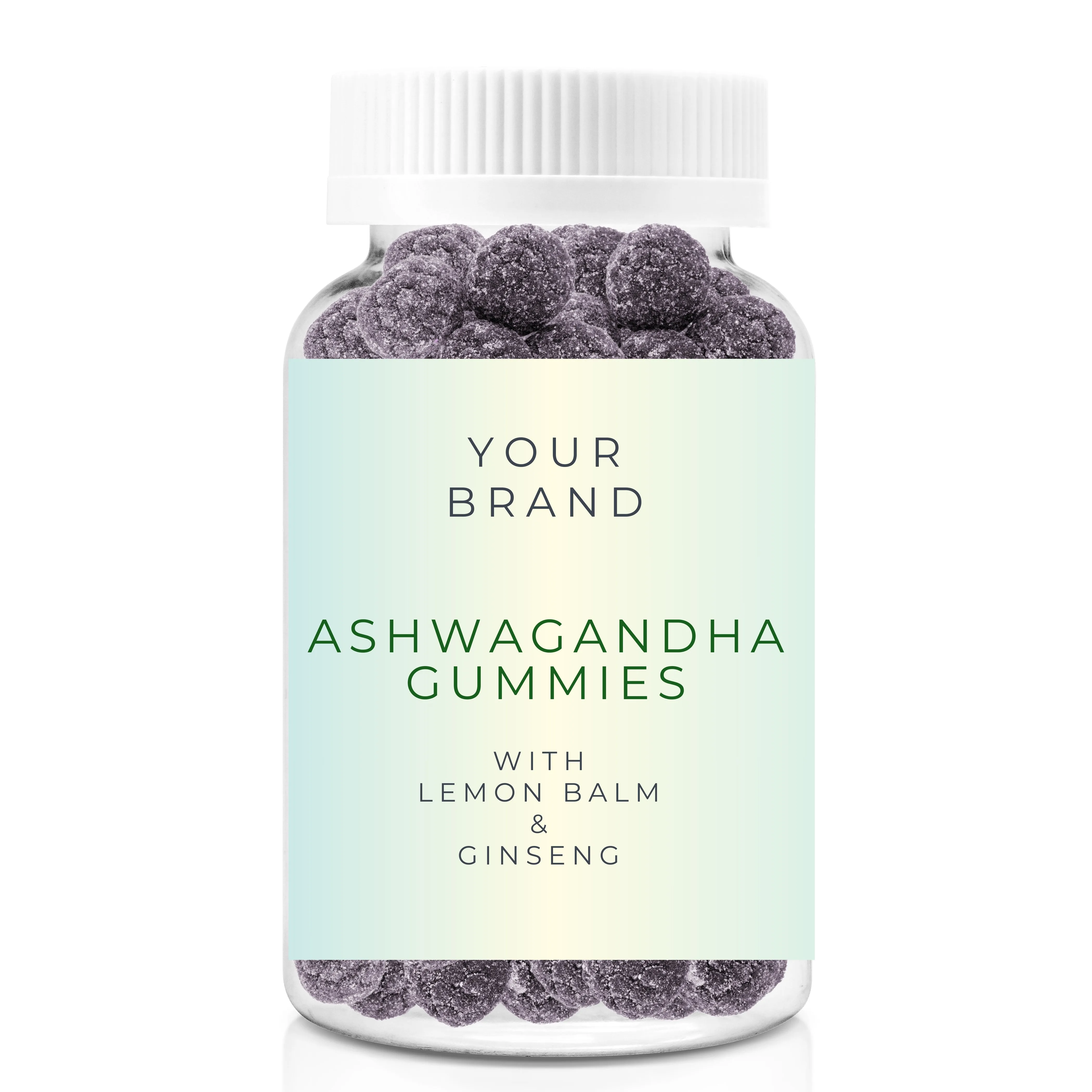 Custom Label GMPc Herbal Supplements Ashwagandha Lemon Balm Ginseng Gummies Private Label Gummy Supplement