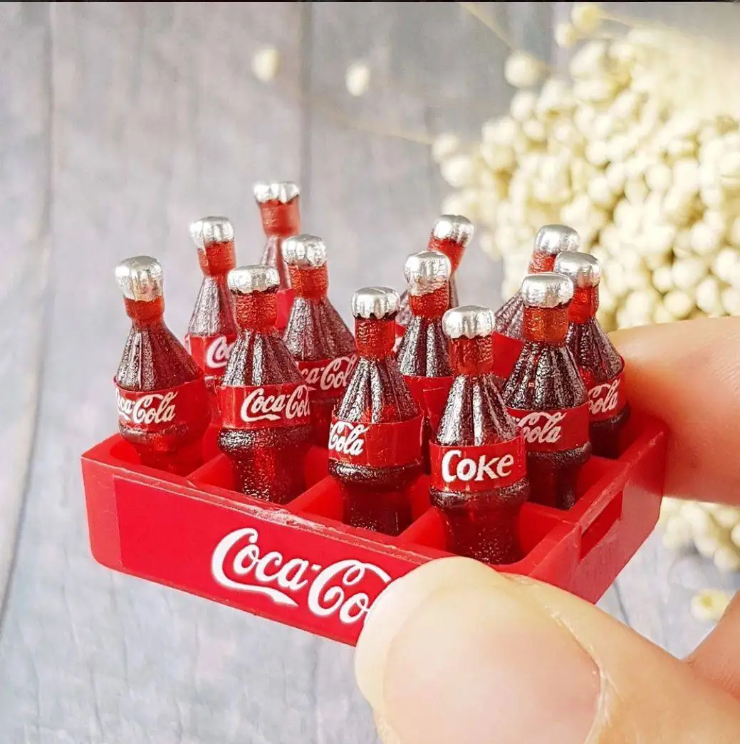Dollhouse Miniatures Drink Beverage Coke Bottles Set Collectibles