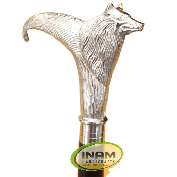 Деревянная складная трость ручной работы с латунной ручкой волка/деревянная складная трость с дизайнерской ручкой волка