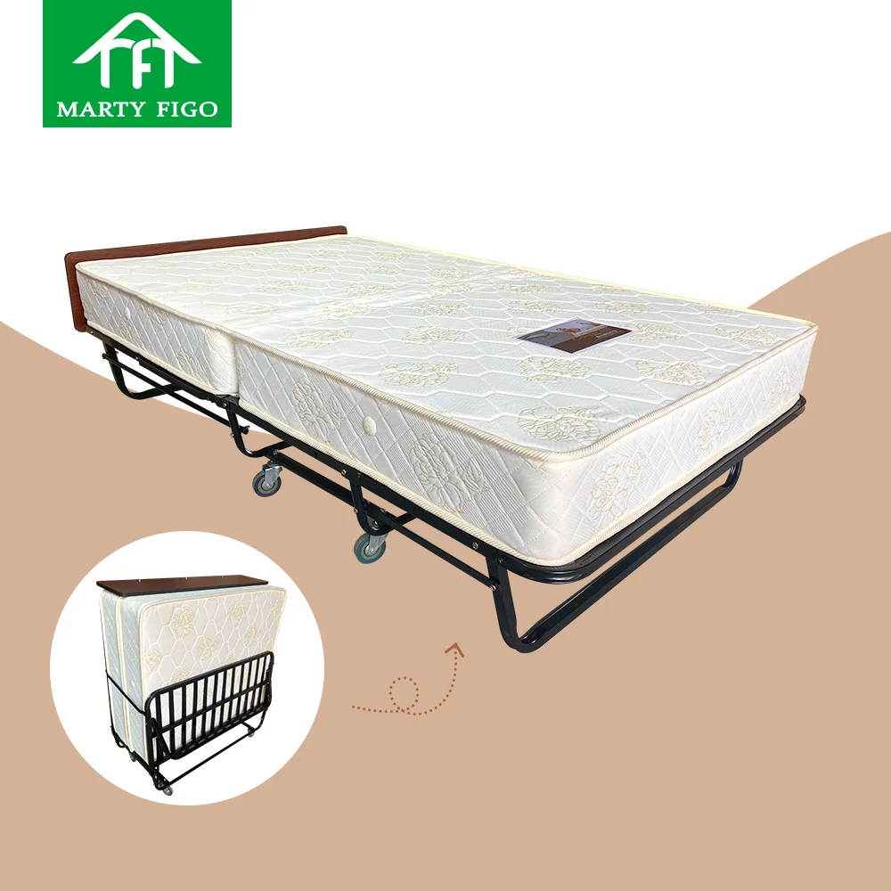 Factory customize Shopee hardwood reinforced rollaway portable folding foldable guest bed metal bed for hotel office hospital