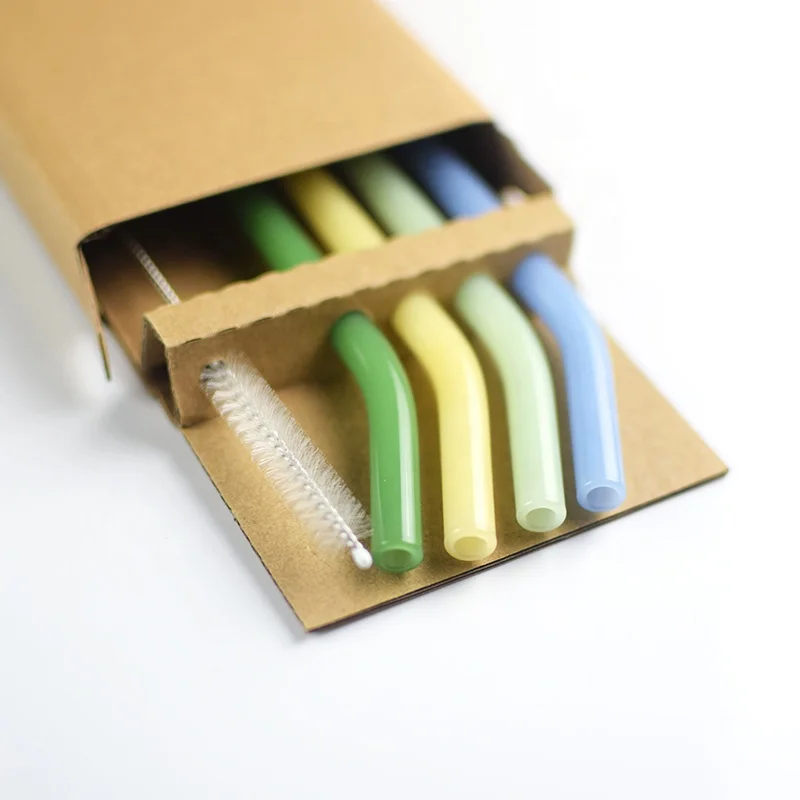 Экологически чистый многоразовый набор цветной Стеклянной соломы для напитков