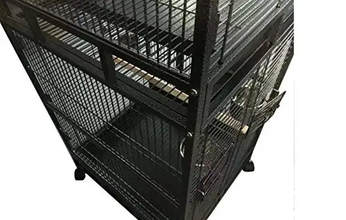 Tall 2- in- 1 Twin Double Parrot Aviary Bird Cage with Play Roof Top Ladder Wheels African Grey Parrots Cockatiels Parakeets