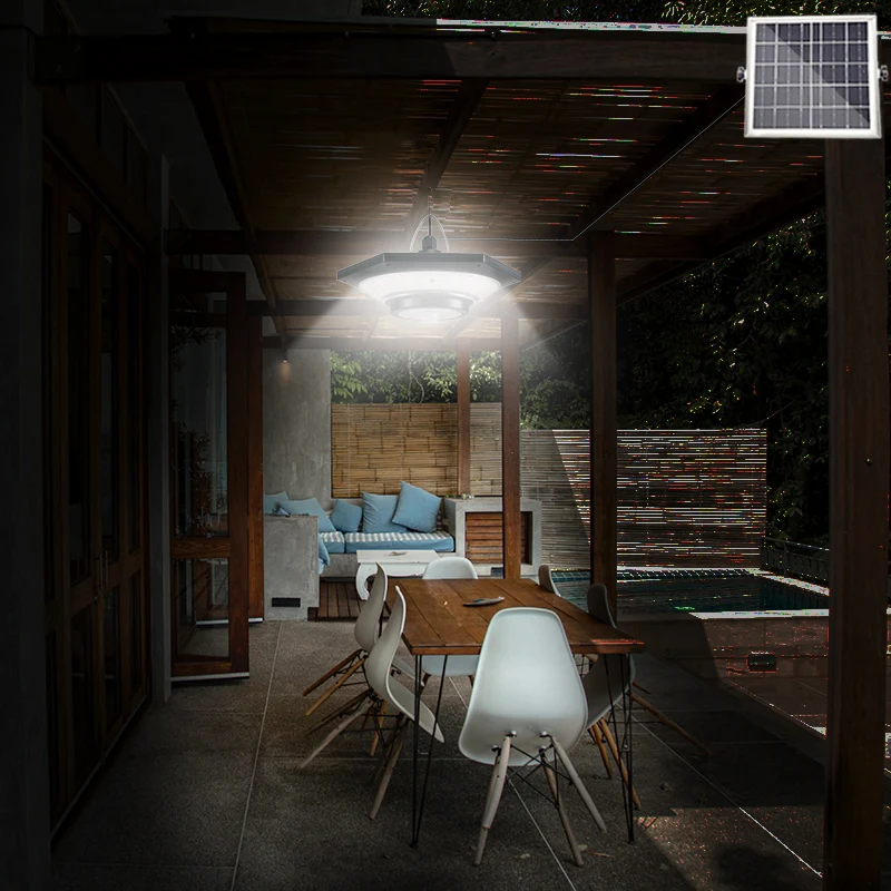 Solar Pendant Light Outdoor Indoor 228LED Hanging Solar Shed Light Motion Sensor 3 Lighting Modes with Remote Control