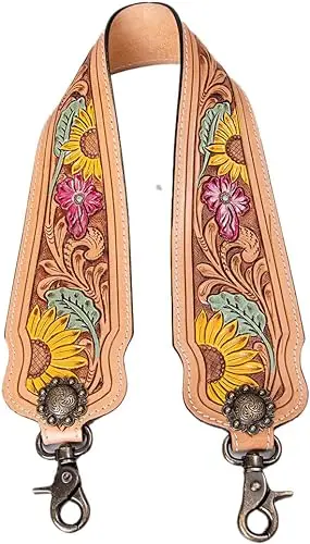 Leather Wristlet Key Fobs Embossed Floral Print Leather Key Rings Hand Tooled Leather Accessories Key Straps