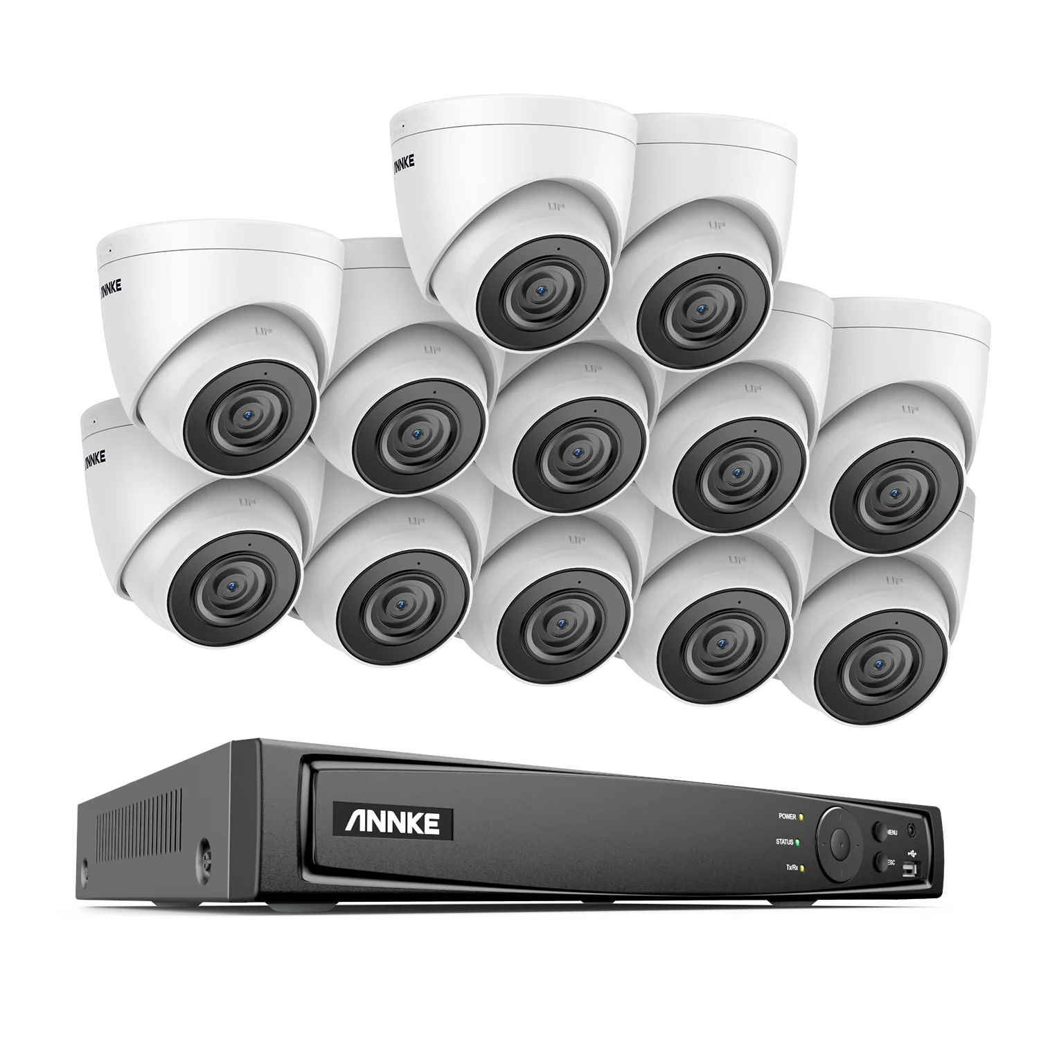 ANNKE 16CH H.265+ PoE NVR System 12pcs  2mp IR Security IP67 Waterproof Cameras Remote Access