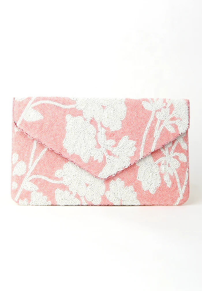 Tropical Leaf Seed Bead Crossbody Chain Clutch Boho Handbag Handmade Purse Bag Bridal Gift beaded handbags Clutch Bags Evening F