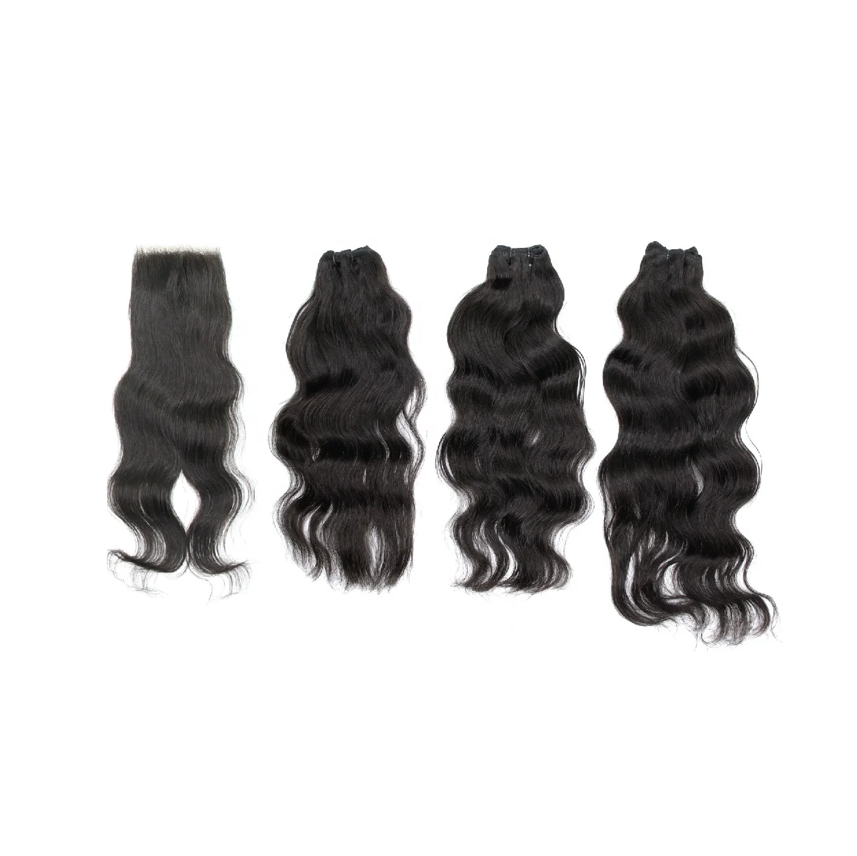 Wholesale high quality 100% human hair extensions hair bundles with lace closure and frontal for wig making factory pr