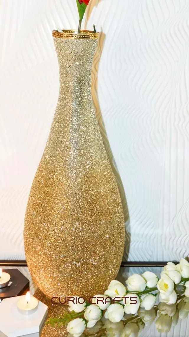 Handmade Modern Art Deco Glass Vase Classic Design for Floor or Tabletop Christmas Decoration