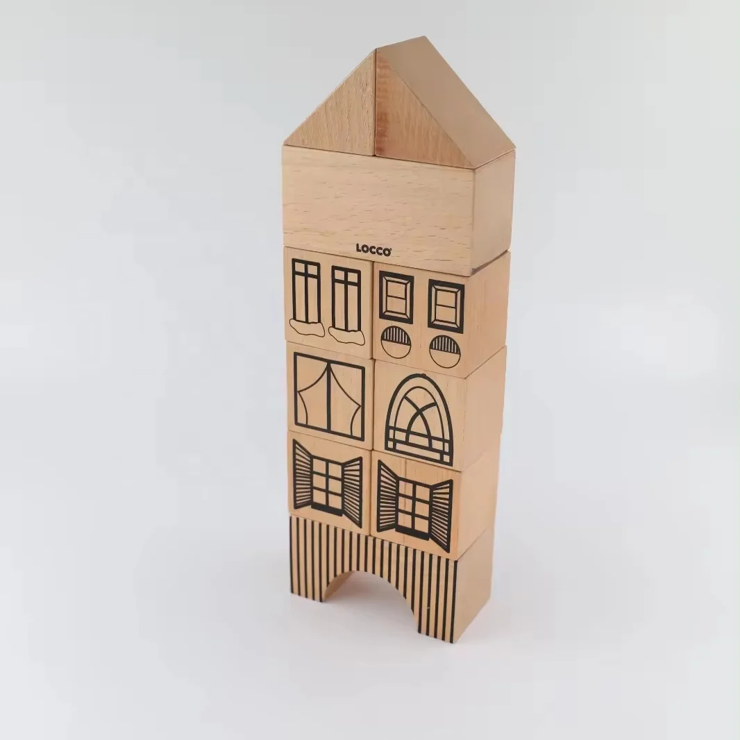 LOCCO Wooden Toy Block House - Wooden puzzle remember Fifty building Block House box Toy for Fun and Play