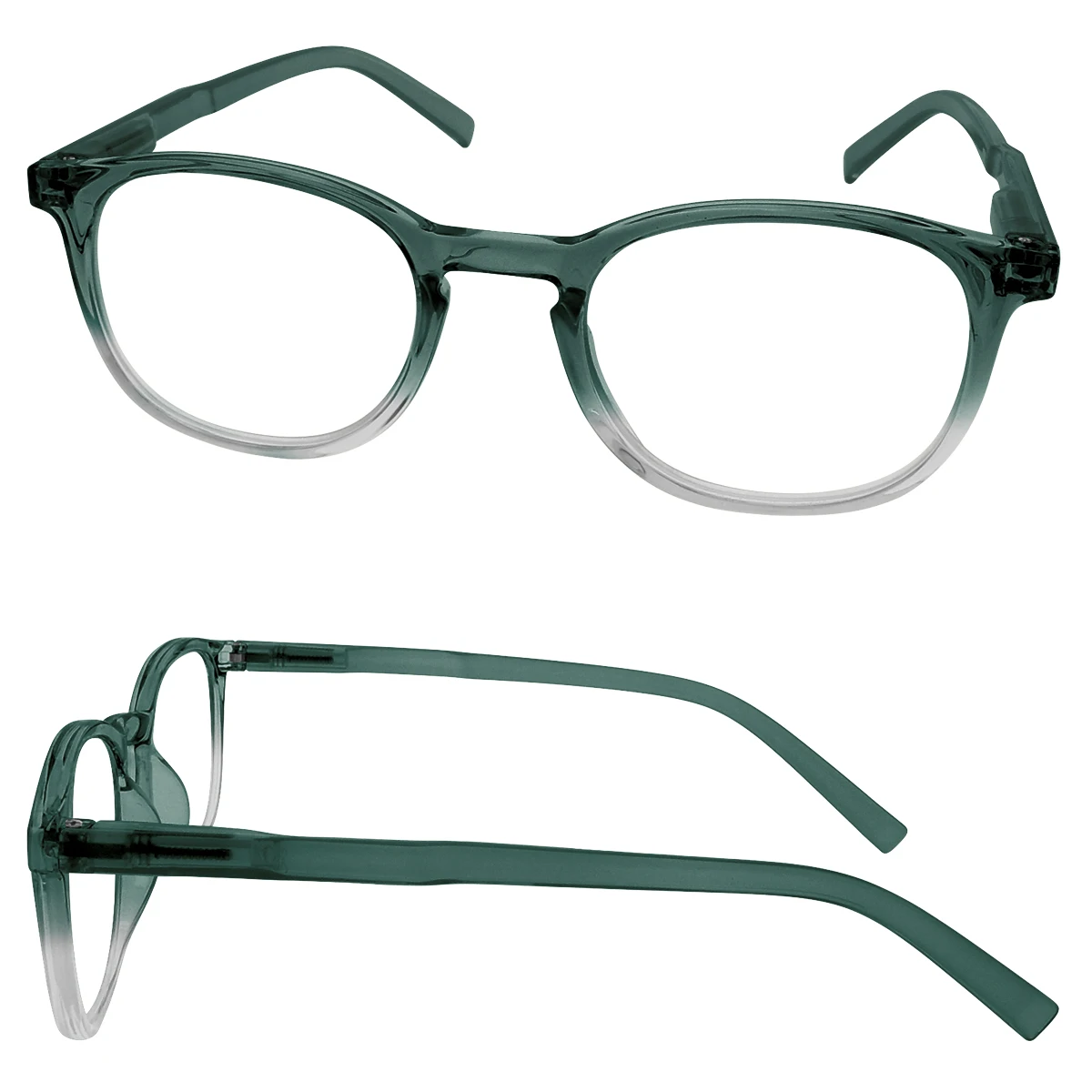 Hot Sale Retro Round Vintage Gradient Green Color Spectacle Frame Reading Glasses