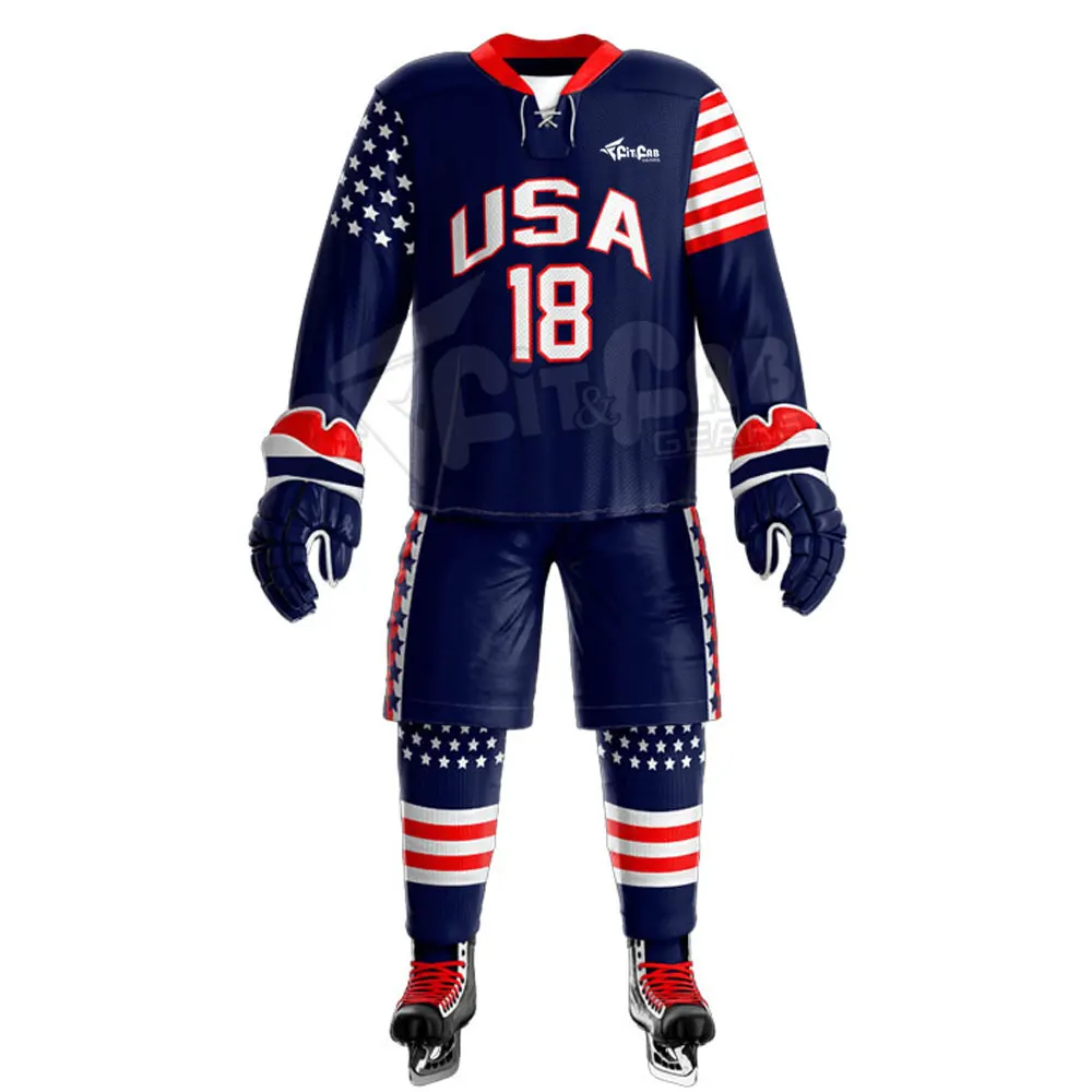 Fashion Customized Logo Team Sports Sublimation Ice Hockey Uniform Wholesale Price Ice Hockey Uniform