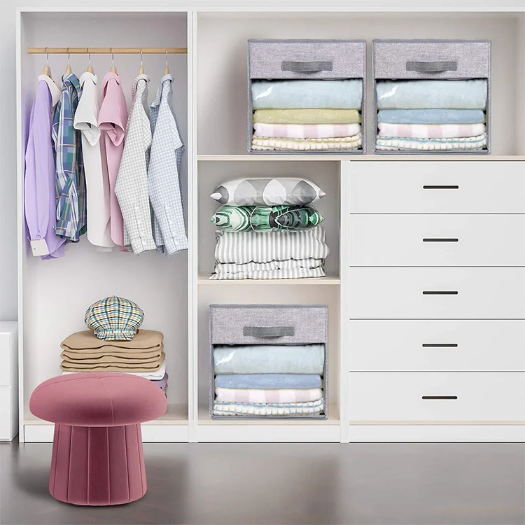 Non Woven Storage Cubes PVC Storage Boxes & Bins Wardrobe Promotion Clothing Organizer Rectangle Foldable Clothes Organiser