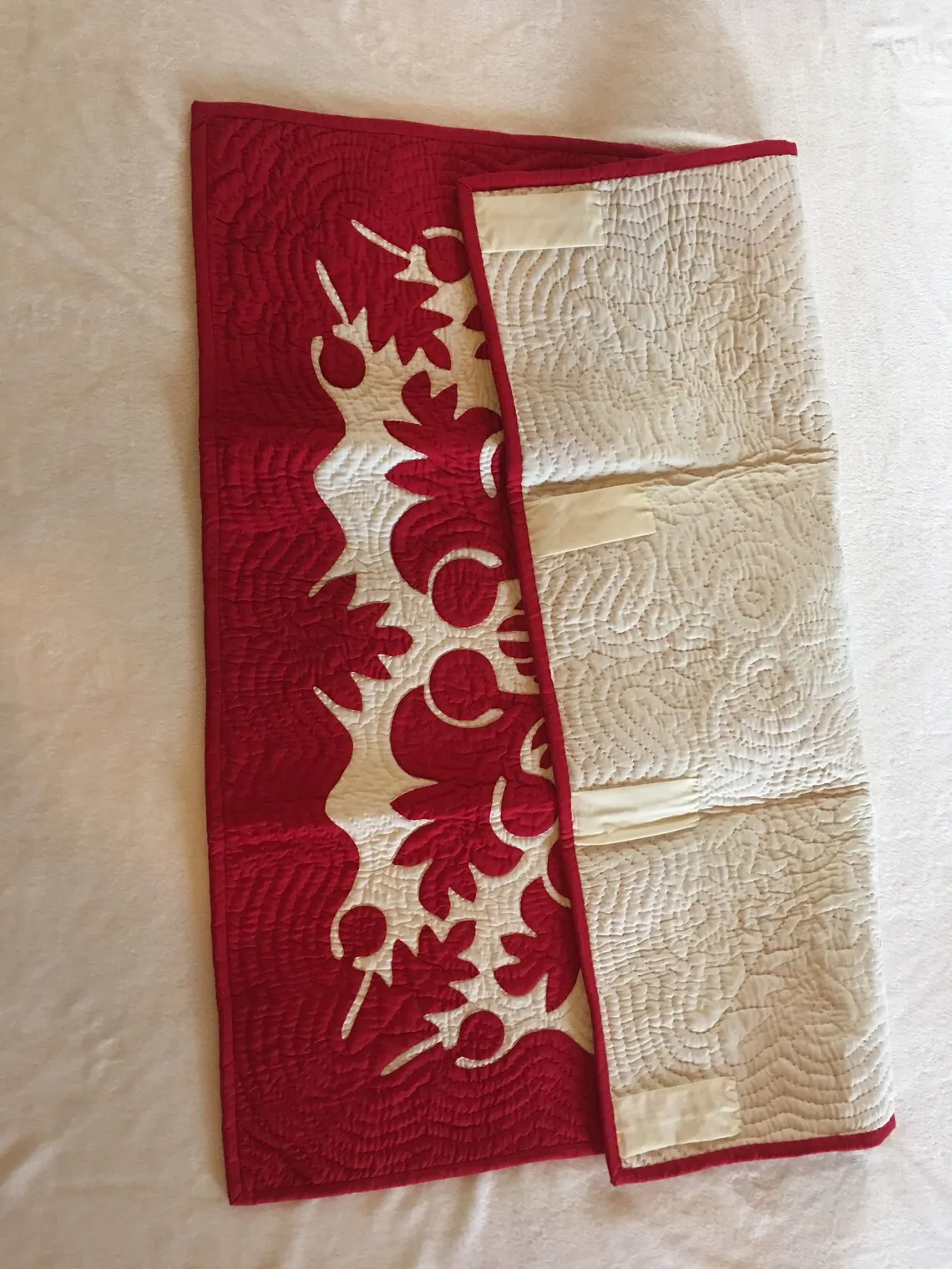 100% hand appliqued not a machine embroidered Hawaiian handmade quilts baby blankets/ wall hanging 42/42 red with free shipping