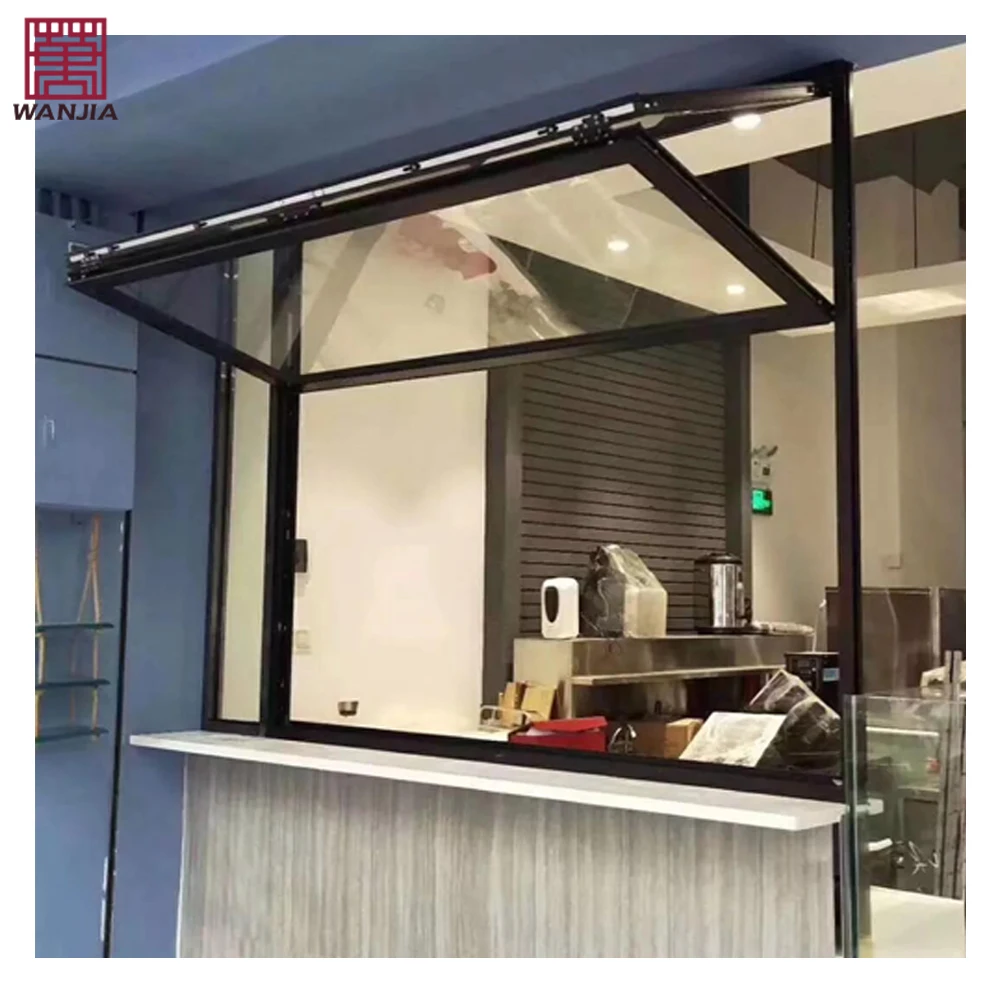 Aluminium Customize Kitchen Bi fold Window Vertical Top Folding Glass Push Up Fold Up Windows