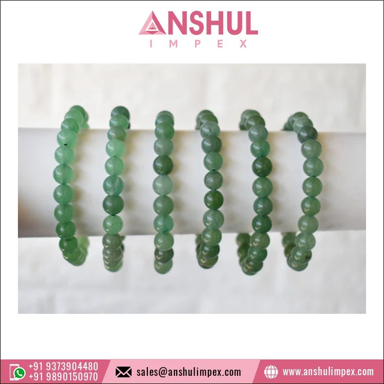 Direct Factory Sale Green Color Healing Crystal Aventurine Round Gemstone Hand Beaded Bracelet for Beautiful Hands