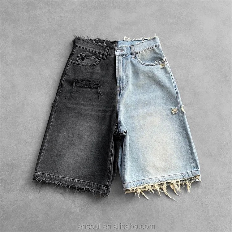 Denim Jeans Shorts Multiple Cargo Pockets Denim Shorts for Men
