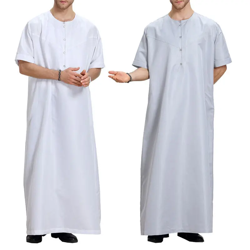 Hot Selling Islamic Clothing Long Sleeve Men Thobe Arab Jubba Zipper Jubba Muslim Saudi Arab Daffah Dubai Thobe For Men 2023