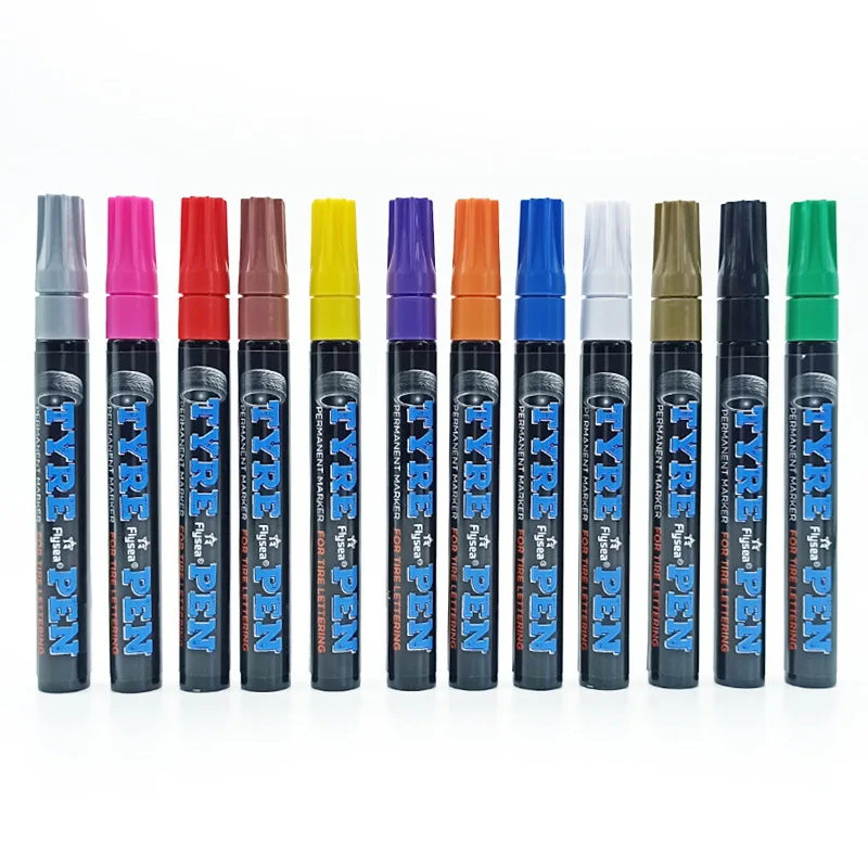 Flysea TP008 12 colours oil based Tire Doodle pen DIY coloring motorcycle tire coloring special changing paint pen