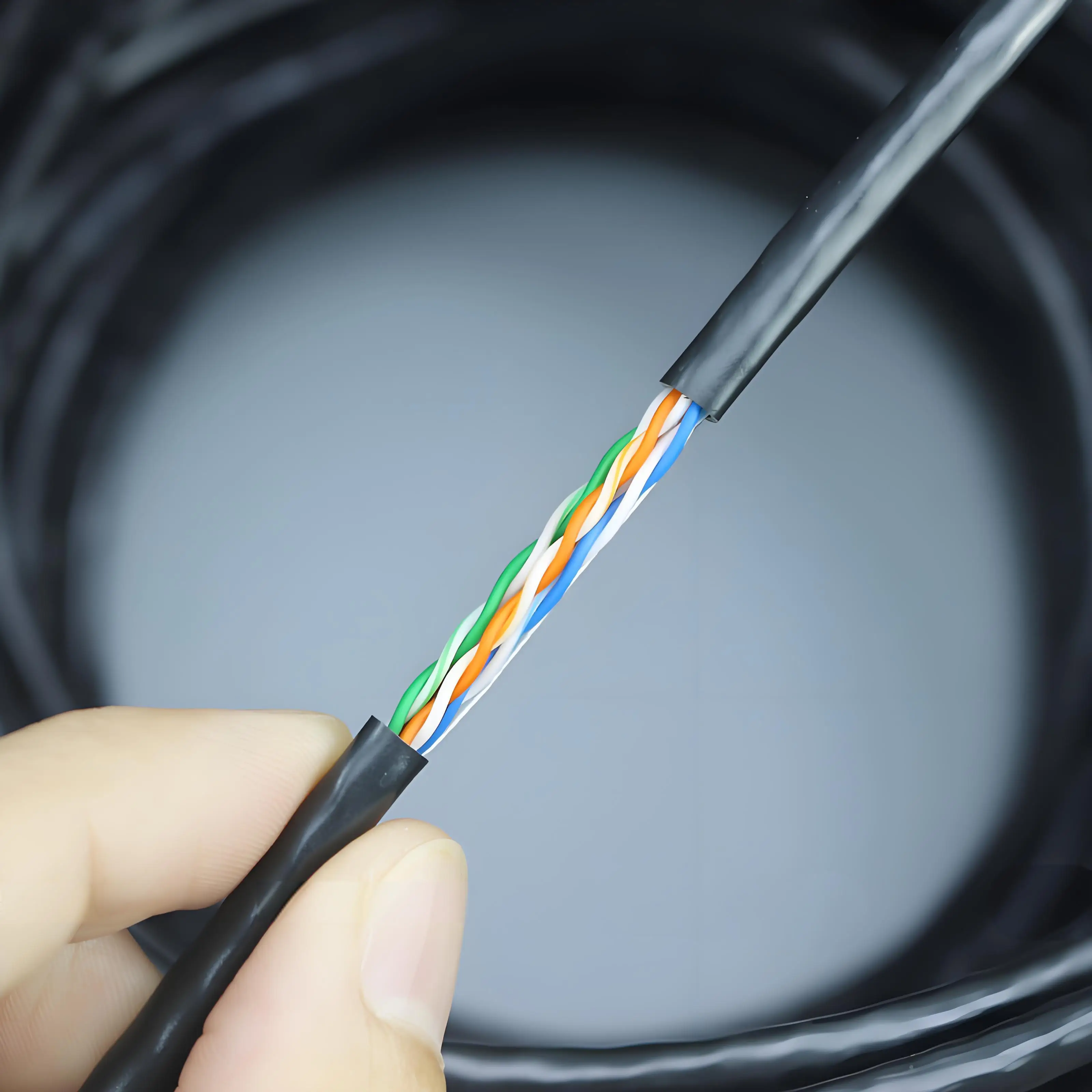 YUHONG SFTP щит черный сетевой кабель Cat6 сплошной медный наружный ПВХ ПЭ 1000 футов 305 м 100 23AWG деревянная сеть