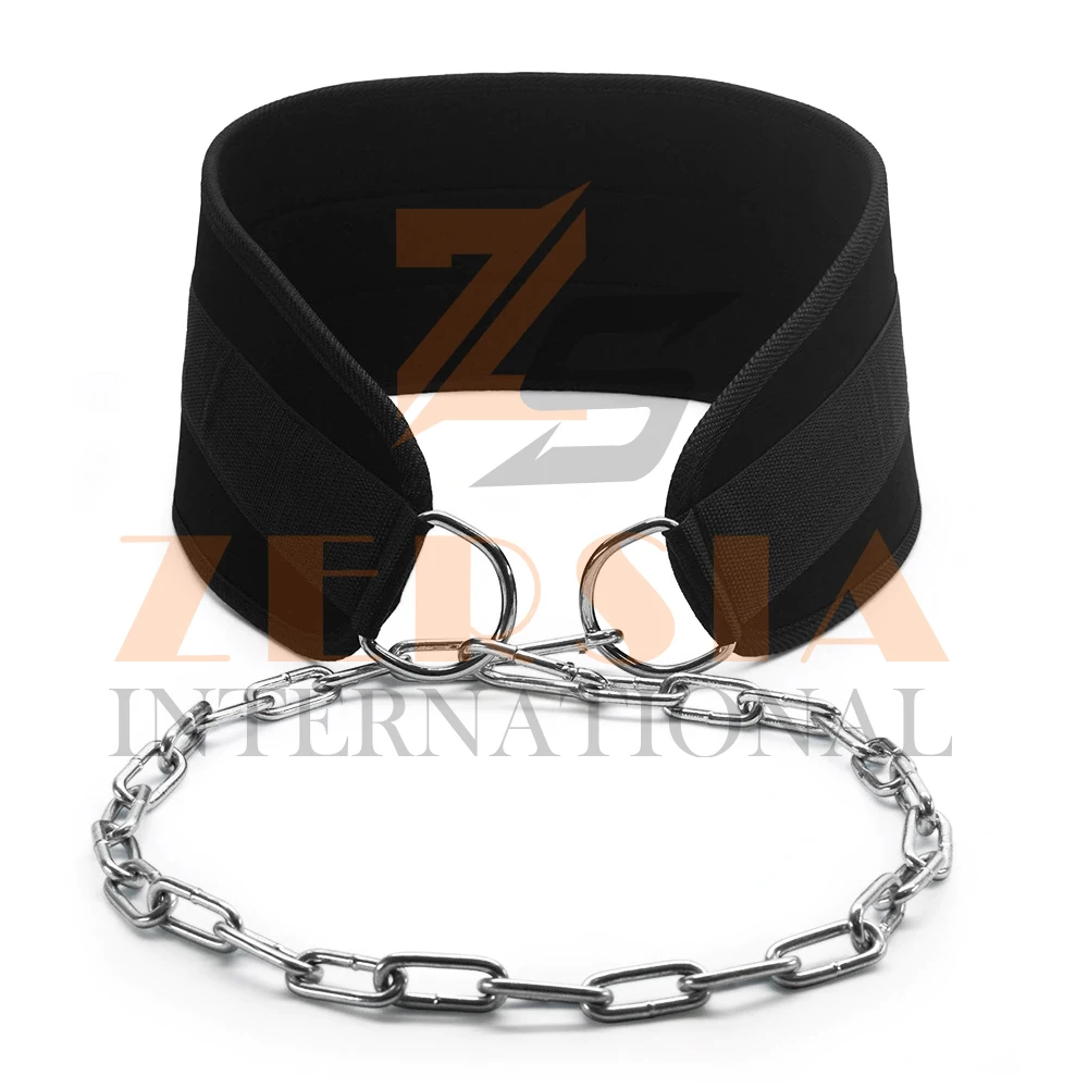 2022 New Arrival Customized Fitness Dip Weightlifting Belts For Training with chain Adjustable Neoprene Gym Weight Lifting Belts