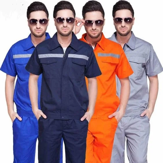 COTTON SAFETY COVERALL BOILER SUIT UNIFORM MEN Coverall JACKETS REFLECTIVE TAPE ALLOVER SUIT UNIFORMS SETS WHOLESALE