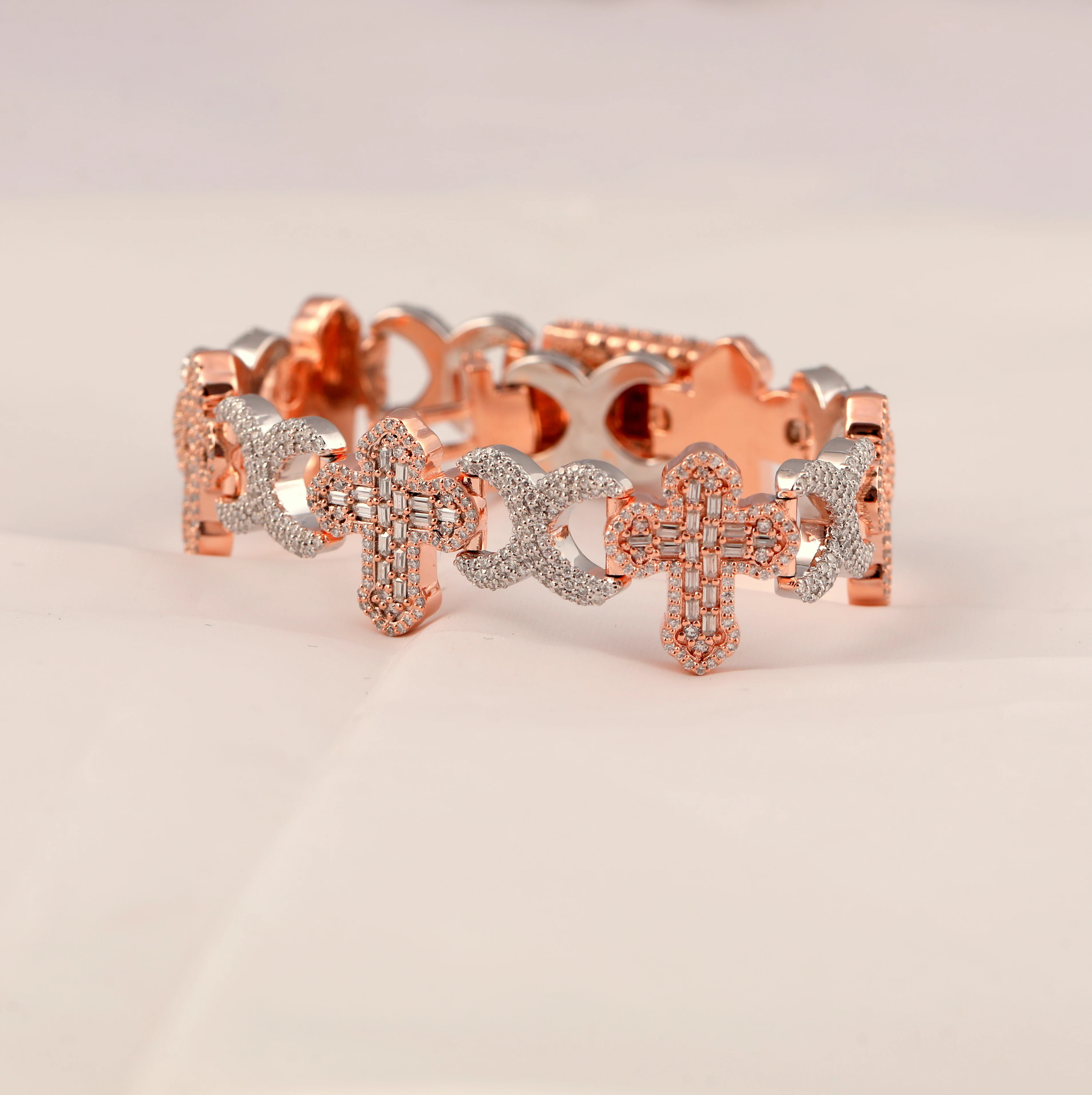 Minimalist Lab Diamond CROSS AND INFINITY PATTERN TRENDY  Earth Friendly Diamond Bracelet For ALL OCCASIONS IN 18KT SOLID GOLD