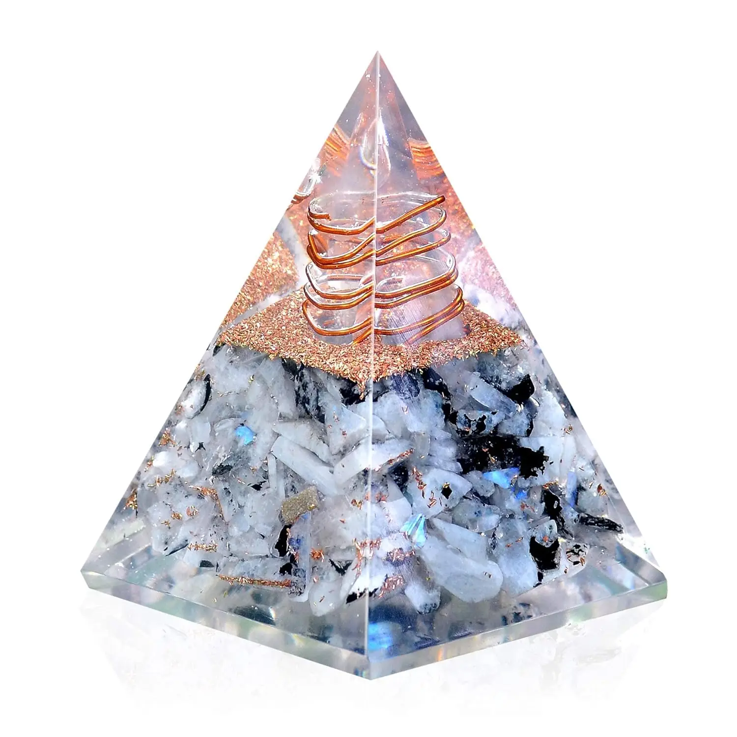 Wholesale Bulk Moonstone Crystal Orgone Pyramid of Success Energy Nature Reiki Crushed Stone Jewelry Flower of Life Crystal