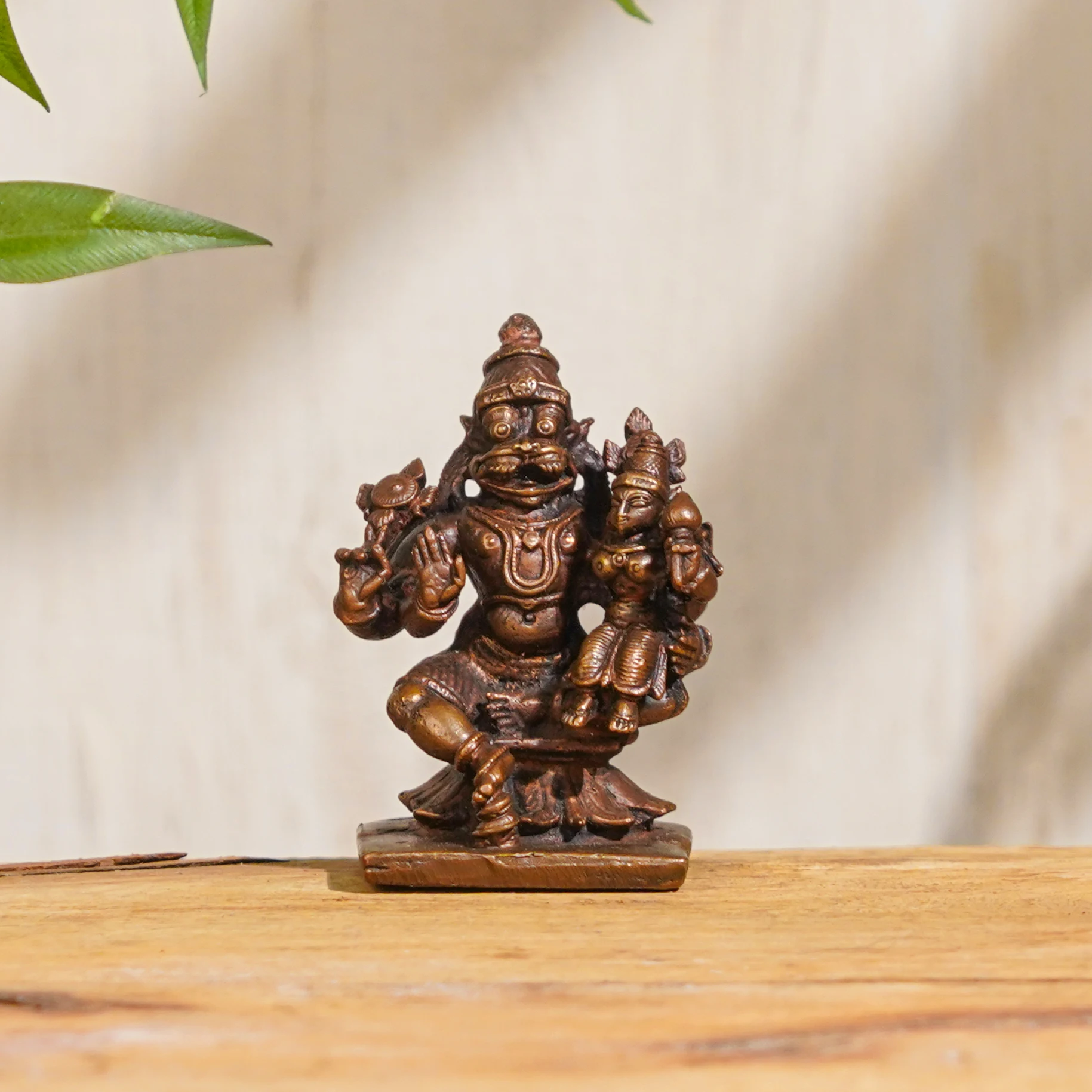 Decorative Antique Cooper Statue Lord Narasimha Idol Sculptures Figurine For Home Decoration Gift Items GNSP-159